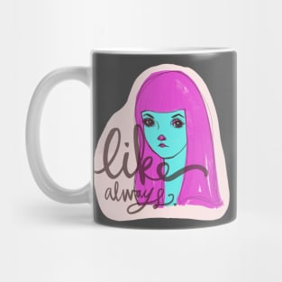 Cute Girl With Pink Girl: Artistic Drawing Portrait Mug